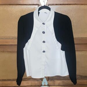 Elegant Black and White Women's Blouse